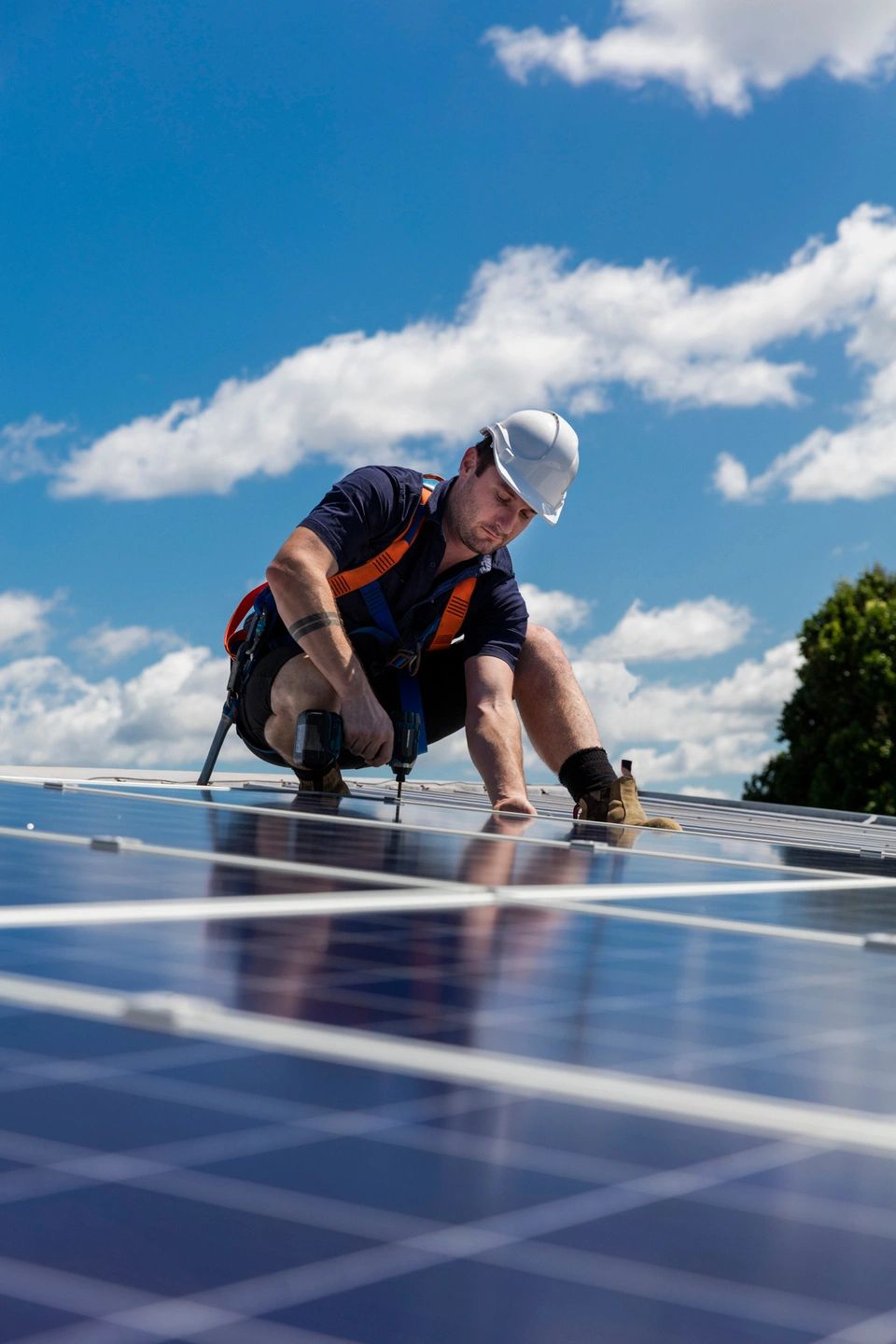 Close-up of solar panels on a residential rooftop